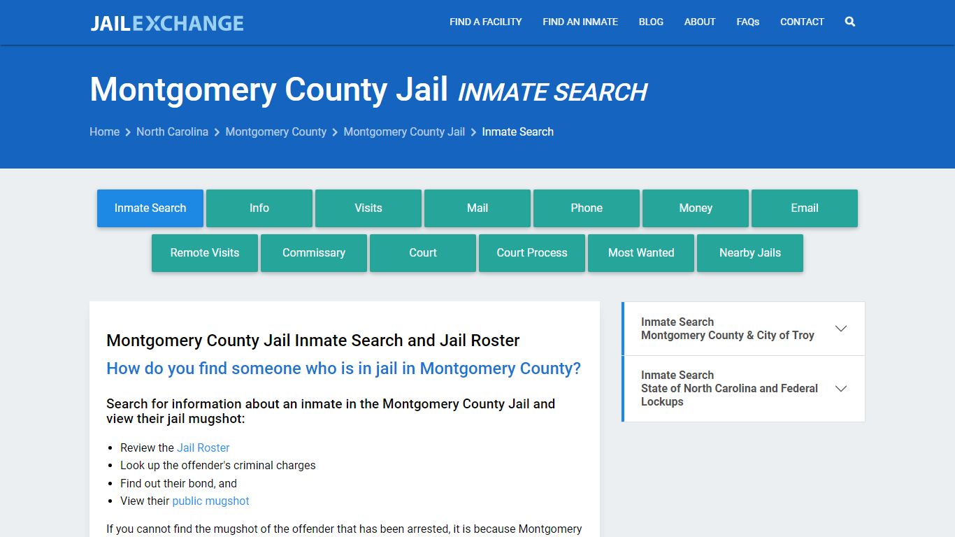 Inmate Search: Roster & Mugshots - Montgomery County Jail, NC